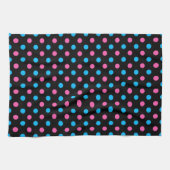 Black Pink Blue Polka Dot Pattern キッチンタオル (横)