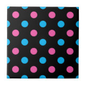 Black Pink Blue Polka Dot Pattern タイル (正面)
