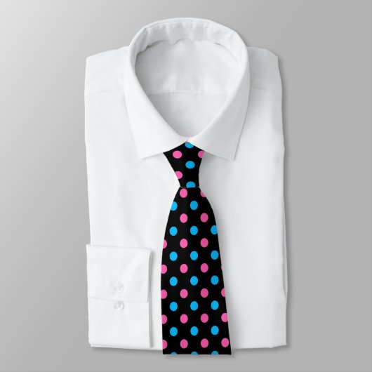 Black Pink Blue Polka Dot Pattern ネクタイ (タイ)
