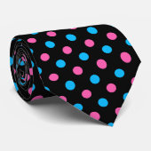 Black Pink Blue Polka Dot Pattern ネクタイ (ロール)