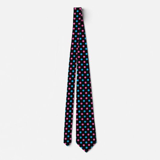 Black Pink Blue Polka Dot Pattern ネクタイ (裏面)