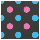 Black Pink Blue Polka Dot Pattern ファブリック (クローズアップ)