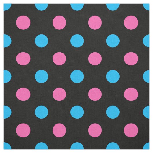 Black Pink Blue Polka Dot Pattern ファブリック (見本)