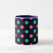 Black Pink Blue Polka Dot Pattern マグカップ (中央)