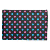 Black Pink Blue Polka Dot Pattern 枕カバー (裏面)