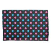 Black Pink Blue Polka Dot Pattern 枕カバー (正面)
