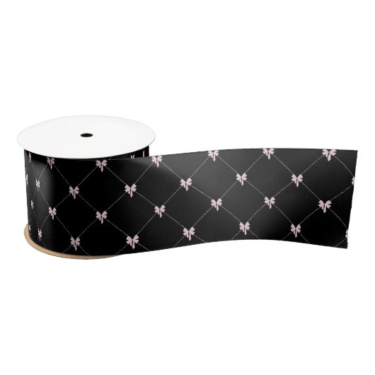 Black & Pink Bow Gift Wrapping  サテンリボン (リール)