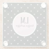 Black & Pink Bow Monogram ガラスコースター (裏面)