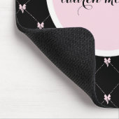 Black & Pink Bow Monogram マウスパッド (コーナー)