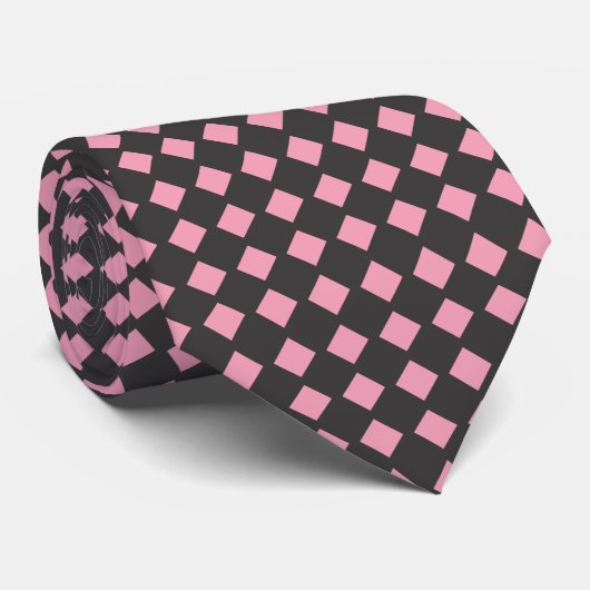 Black & Pink Checkered ネクタイ (ロール)