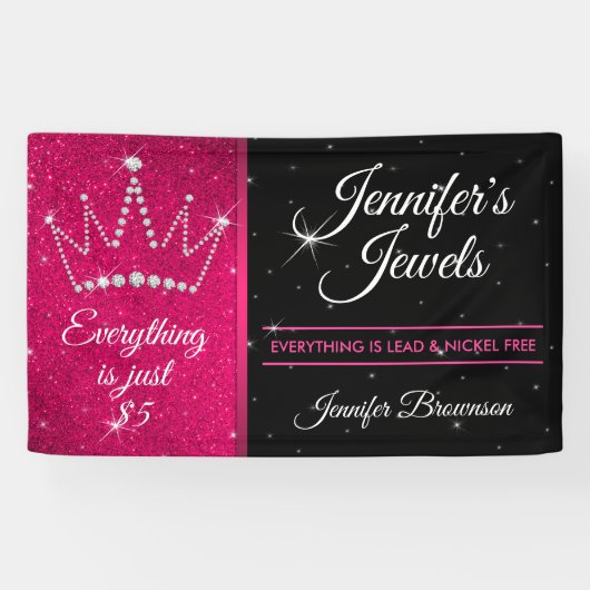 Black Pink Crown Jewelry Consultant retail 横断幕 (横)