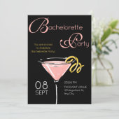 Black pink fancy cocktail bachelorette 招待状 (スタンド正面)