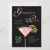 Black pink fancy cocktail graduation 招待状 (正面)