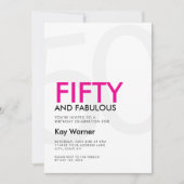 Black Pink Fifty and Fabulous 50th Birthday 招待状 (正面)