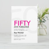 Black Pink Fifty and Fabulous 50th Birthday 招待状 (スタンド正面)