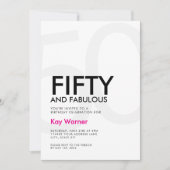 Black Pink Fifty and Fabulous 50th Birthday 招待状 (正面)