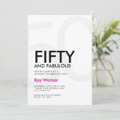 Black Pink Fifty and Fabulous 50th Birthday 招待状 (スタンド正面)