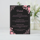 Black & Pink Floral Wedding Enclosure Card エンクロージャーカード (スタンド正面)
