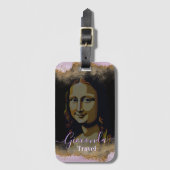 Black Pink Glitter Leonardo Da Vinci Gioconda ラゲッジタグ (正面縦)
