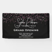 Black & Pink Glitter Salon Grand Opening Banner 横断幕 (横)