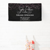 Black & Pink Glitter Salon Grand Opening Banner 横断幕 (インサイチュ)