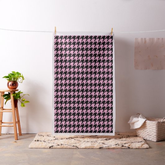 Black & Pink Houndstooth Seamless Pattern ファブリック (インサイチュ)