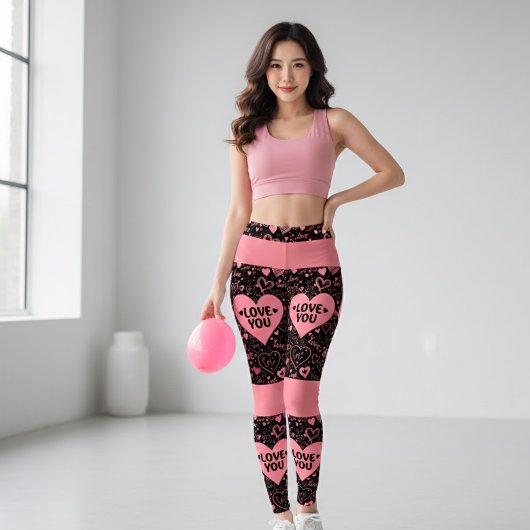 Black & Pink 'LOVE YOU' グラフィックレギンス レギンス