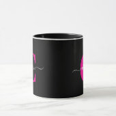 Black Pink Modern Stylish Script Monogram Name マグカップ (中央)