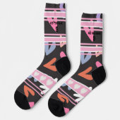 Black & Pink - Name Number heart Socks ソックス (左)
