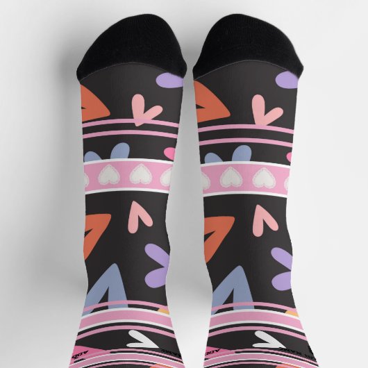 Black & Pink - Name Number heart Socks ソックス (上部)