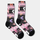 Black & Pink - Name Number heart Socks ソックス (右)