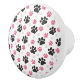 Black Pink Paw Print Dog Owner Puppy Lover Pets セラミックノブ (右)