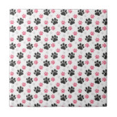 Black Pink Paw Print Dog Owner Puppy Lover Pets タイル (正面)