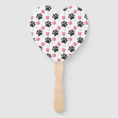 Black Pink Paw Print Dog Owner Puppy Lover Pets ハンドファン (裏面)