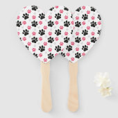 Black Pink Paw Print Dog Owner Puppy Lover Pets ハンドファン (正面&裏面)