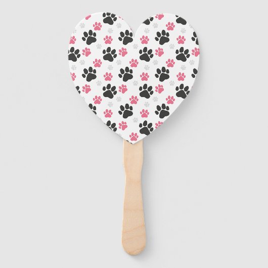 Black Pink Paw Print Dog Owner Puppy Lover Pets ハンドファン (正面)