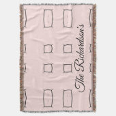 Black Pink Personalized Geometric Minimal Bedding スローブランケット (正面縦)