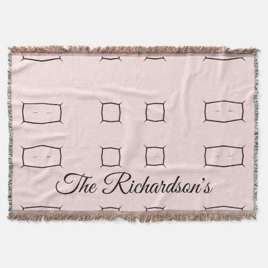 Black Pink Personalized Geometric Minimal Bedding スローブランケット (正面)