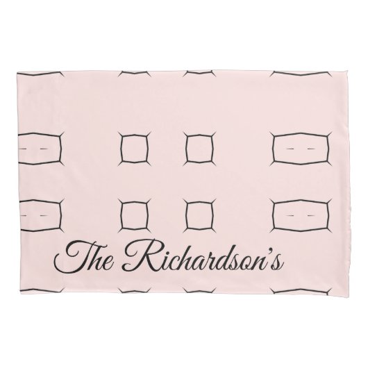 Black Pink Personalized Geometric Minimal Bedding 枕カバー (正面)