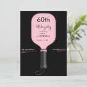 Black & Pink Pickleball 60th Birthdday Party 招待状 (スタンド正面)