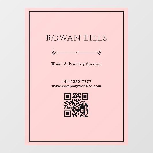 Black Pink QR Code Office door sign ウィンドウサイン (シート)