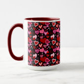 Black Pink Red Hearts Love Pattern マグカップ (左)