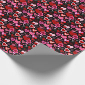 Black Pink Red Hearts Love Pattern ラッピングペーパー (角)