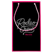 Black Pink Rodeo Crew Cowgirl Bachelorette スモールペーパーバッグ (裏面)