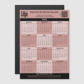 Black Pink Salon Logo QR-code 2026 Calendar Magnet (正面/裏面)