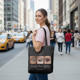 Black Pink Script Logo Photo Makeup Studio トートバッグ