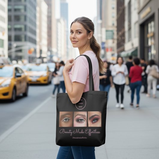 Black Pink Script Logo Photo Makeup Studio トートバッグ