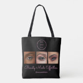 Black Pink Script Logo Photo Makeup Studio トートバッグ (裏面)