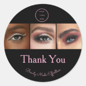 Black Pink Script Logo Photo Makeup Thank You ラウンドシール (正面)