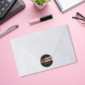 Black Pink Script Logo Photo Makeup Thank You ラウンドシール